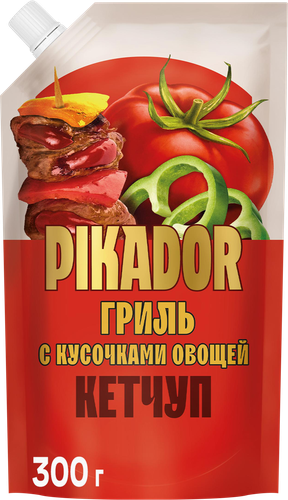 Кетчуп PIKADOR Гриль, с кусочками овощей, 300г, фотография