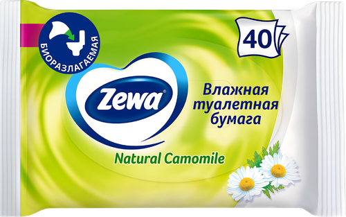 Бумага туалетная влажная ZEWA Ромашка, 40шт, изображение