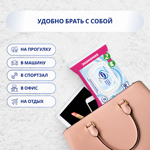Бумага туалетная влажная ZEWA Pure, 80шт, вид
