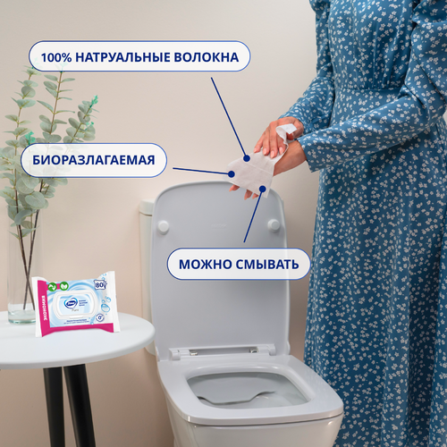 Бумага туалетная влажная ZEWA Pure, 80шт, вид