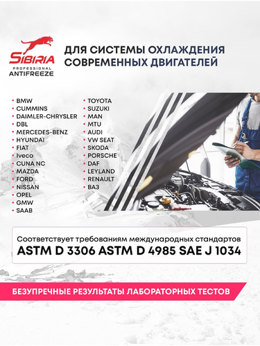 Антифриз SIBIRIA Antifreeze G12+, 5кг, вид