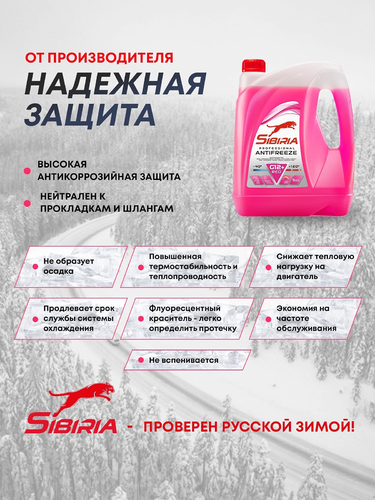 Антифриз SIBIRIA Antifreeze G12+, 5кг, изображение