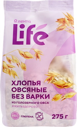 Хлопья овсяные безглютеновые ЛЕНТА LIFE, 275г, фото