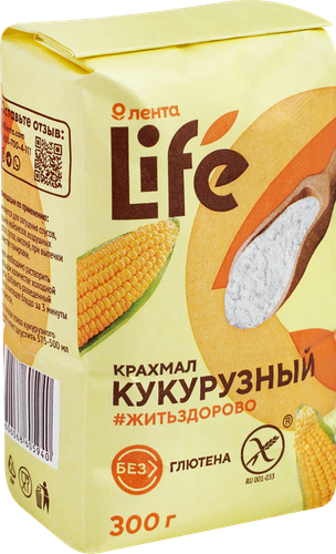 Крахмал кукурузный ЛЕНТА LIFE без глютена, 300г, фотография