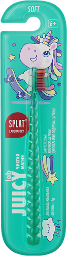 Зубная щетка детская SPLAT Juicy Lab UniMagic/Магия единорога с ионами серебра, с 6 лет, крупный план