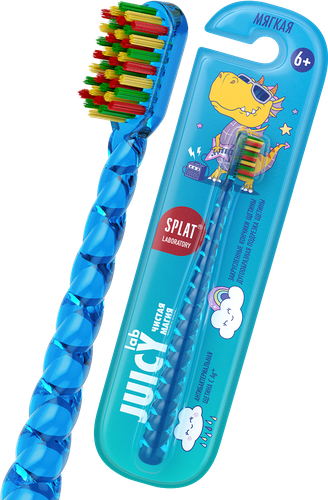 Зубная щетка детская SPLAT Juicy Lab UniMagic/Магия единорога с ионами серебра, с 6 лет, крупный план