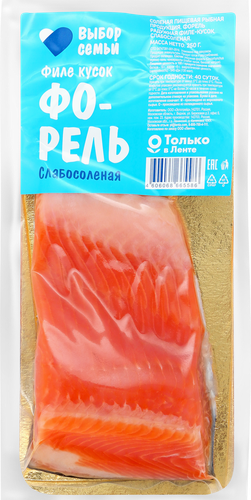 Форель слабосоленая ВЫБОР СЕМЬИ филе-кусок, 250г, детальное фото