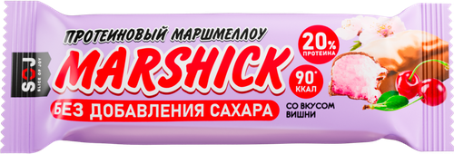 Батончик протеиновый SOJ Marshick, со вкусом вишни в молочном шоколаде,  без добавления сахара, 30г, изображение