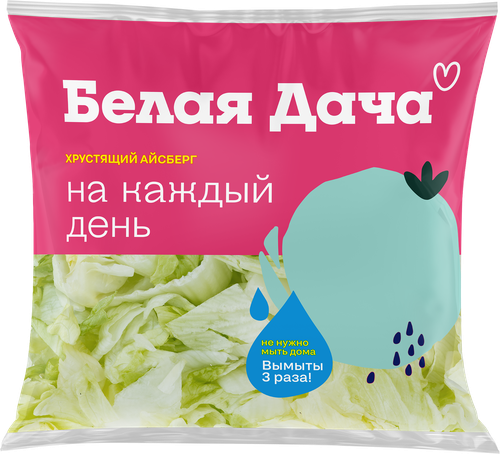 Салат свежий БЕЛАЯ ДАЧА Хрустящий айсберг, резаный, 150г, фотография