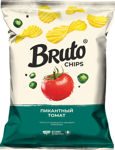 Чипсы картофельные BRUTO со вкусом томата, 120г, крупный план