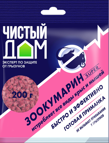Гранулы от крыс и мышей Чистый Дом Зоокумарин супер, 200г, вид
