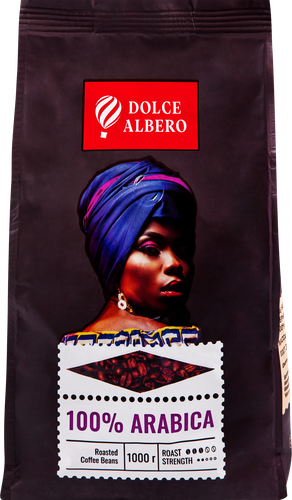 Кофе зерновой DOLCE ALBERO 100% Arabica, 1кг, крупный план