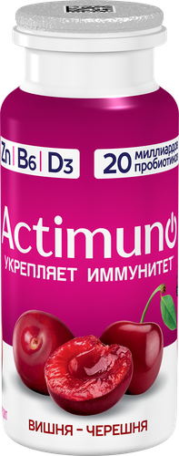 Продукт кисломолочный ACTIMUNO Вишня, черешня 1,5%, без змж, 95г, изображение
