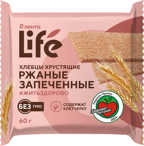Хлебцы ржаные ЛЕНТА LIFE хрустящие запеченные, 60г, детальное фото