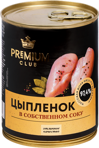 Цыпленок тушеный PREMIUM CLUB в собственном соку, 338г, детальное фото