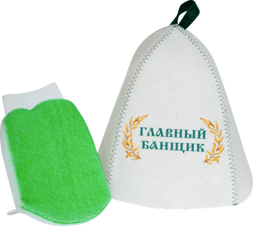 Набор для бани и сауны ГЛАВБАНЯ шапка и мочалка, в ассортименте, Арт. Б32376Л, фотография