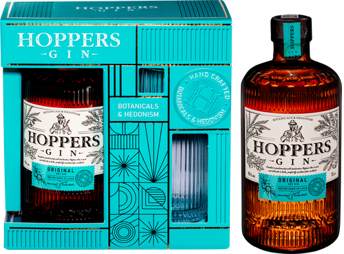 Джин HOPPERS Ориджинал Драй 40%, со стаканом, п/у, 0.7л, фото