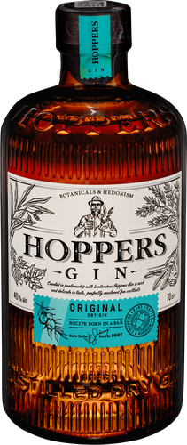 Джин HOPPERS Ориджинал Драй 40%, со стаканом, п/у, 0.7л, картинка