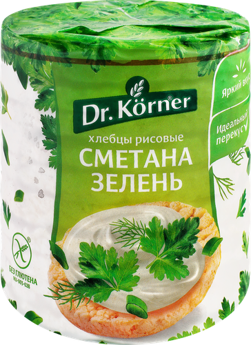 Хлебцы рисовые DR KORNER со сметаной и зеленью, 80г, фотография