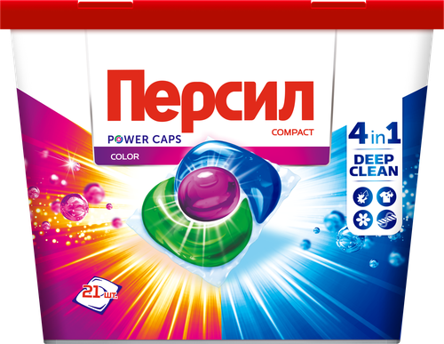 Капсулы для стирки ПЕРСИЛ Power 4в1 Колор, 21шт, крупный план