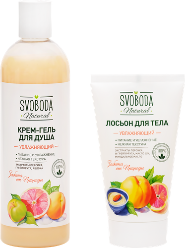 Набор подарочный женский SVOBODA Natural Райский сад Крем-гель для душа, 345мл+ Лосьон для тела, 150мл, крупный план