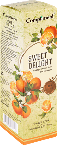 Набор подарочный женский COMPLIMENT Sweet delight №1360 Гель для душа, 250мл+мочалка, изображение