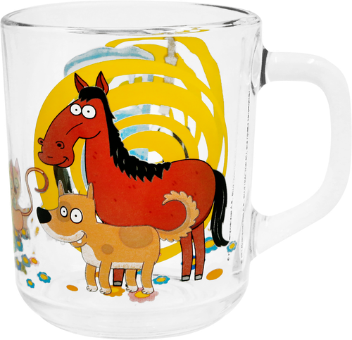 Кружка СИНИЙ ТРАКТОР 250мл, стекло, Арт. СТК250-1, крупный план
