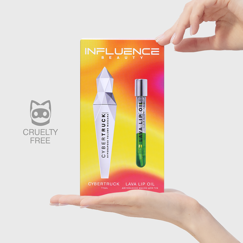 Набор подарочный женский INFLUENCE BEAUTY Тушь Cybertruck+Масло двухфазное для губ Lava lip oil тон 4, вид