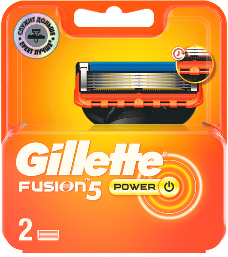 Кассеты сменные для бритья GILLETTE Fusion Power, 2шт, картинка