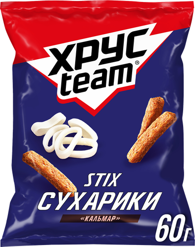 Сухарики ржано-пшеничные ХРУСTEAM Кальмар, 60г, фото