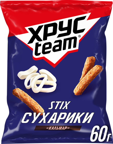 Сухарики ржано-пшеничные ХРУСTEAM Кальмар, 60г, детальное фото