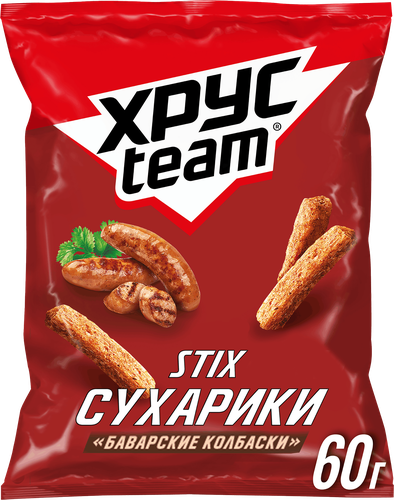 Сухарики ржано-пшеничные ХРУСTEAM Баварские колбаски, 60г, фото