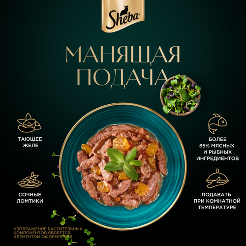 Корм влажный для взрослых кошек SHEBA Ломтики в желе с форелью, 75г, изображение