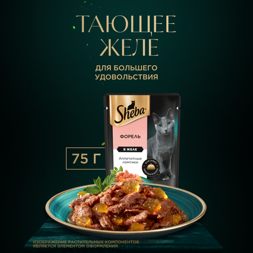 Корм влажный для взрослых кошек SHEBA Ломтики в желе с форелью, 75г, вид