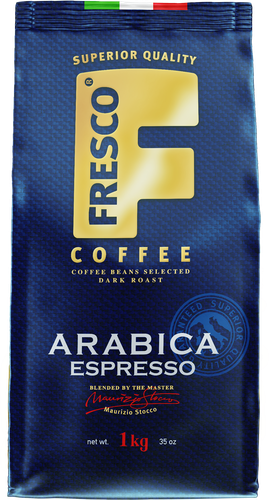 Кофе зерновой FRESCO Arabica Espresso натуральный жареный, 1кг, крупный план