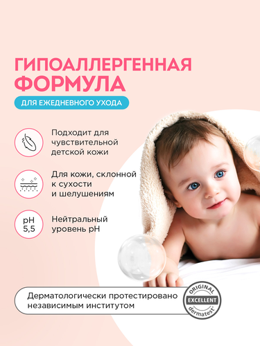 Мыло жидкое детское SYNERGETIC 0+, 250мл, вид
