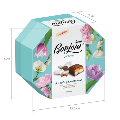 Набор кондитерских изделий BONJOUR с кокосом, миндалем и карамелью, 150г, фотография