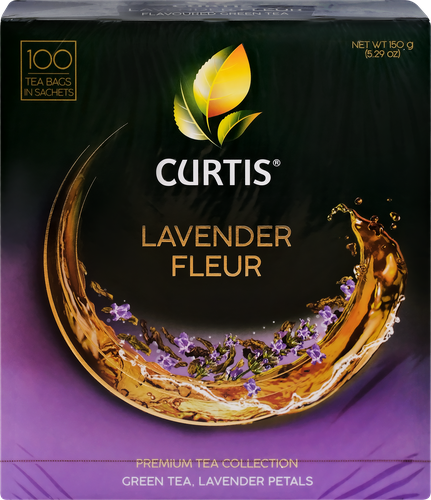Чай зеленый CURTIS Lavender Fleur c лавандой, с лепестками лаванды и ароматом шампанского, 100пак, крупный план