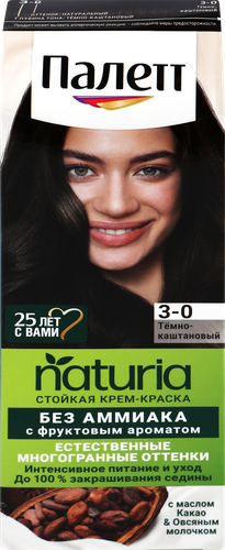 Крем-краска для волос ПАЛЕТТ Naturia 3–0 Темно-каштановый, 110мл, детальное фото