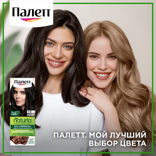 Крем-краска для волос ПАЛЕТТ Naturia 1–0 Черный, 110мл, крупный план