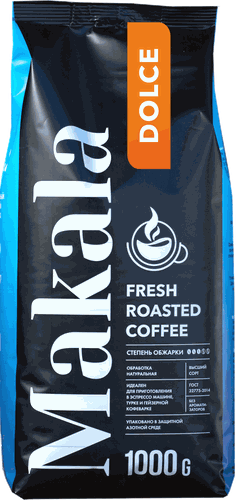 Кофе зерновой MAKALA Dolce натуральный жареный, 1кг, картинка