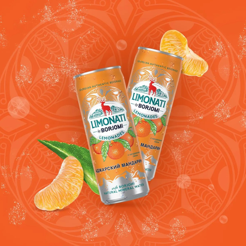 Лимонад BORJOMI Limonati Аджарский мандарин, газированный, 0.33л, картинка