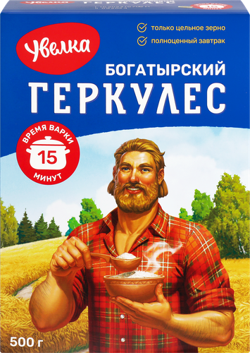Хлопья овсяные УВЕЛКА Богатырский геркулес, 500г, фотография