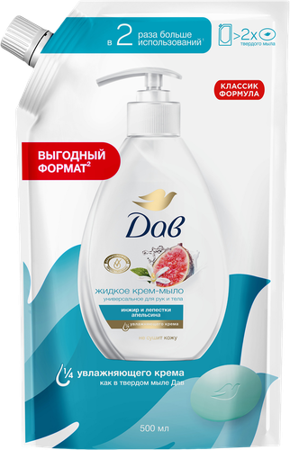 Крем-мыло DOVE Инжир и лепестки апельсина, 500мл, детальное фото