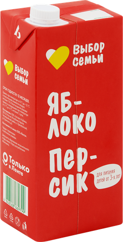 Нектар ВЫБОР СЕМЬИ Яблочно-персиковый, 0.95л, крупный план