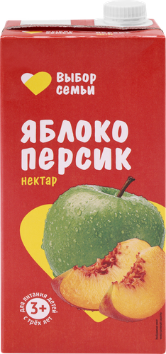Нектар ВЫБОР СЕМЬИ Яблочно-персиковый, 0.95л, крупный план