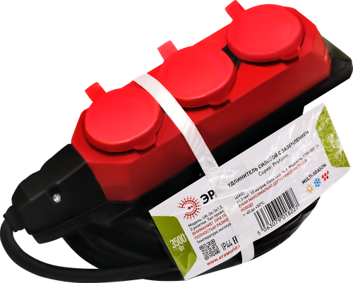 Удлинитель силовой ЭРА UK-3e-3x1,5-10m-IP44(KG) 3 розетки, Арт. Б0057580, детальное фото