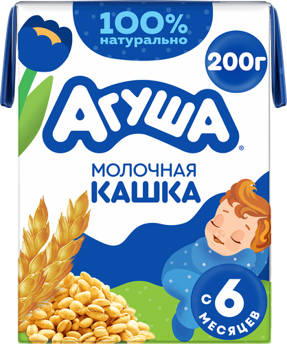 Каша пшеничная детская АГУША Засыпай-ка, молочная, с 6 месяцев, 190мл, детальное фото