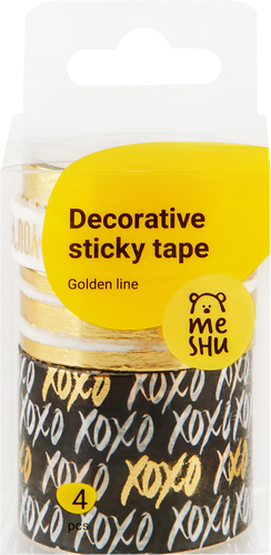 Лента декоративная клейкая MESHU Golden line, 4шт, картинка