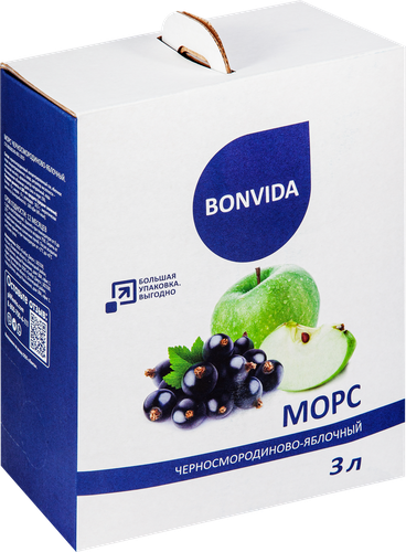 Морс BONVIDA Черная смородина, яблоко, 3л, фотография